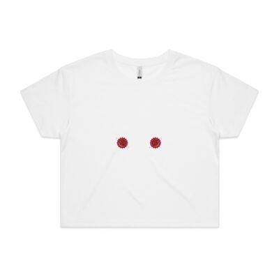 Red Pasties Crop Tee - White Thumbnail