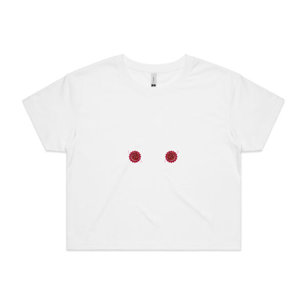 Red Pasties Crop Tee - White Thumbnail