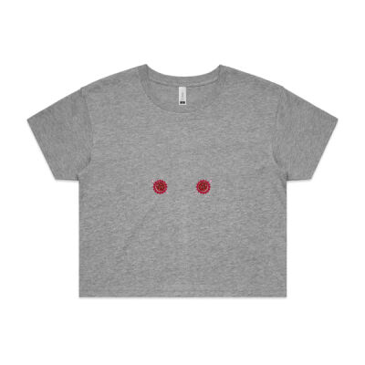Red Pasties Crop Tee - Grey Thumbnail