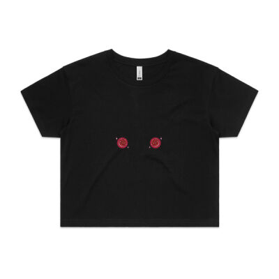 Red Pasties Crop Tee - Black Thumbnail