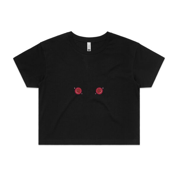 Red Pasties Crop Tee - Black Thumbnail