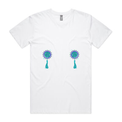 Peacock Tassels Tee - White Thumbnail