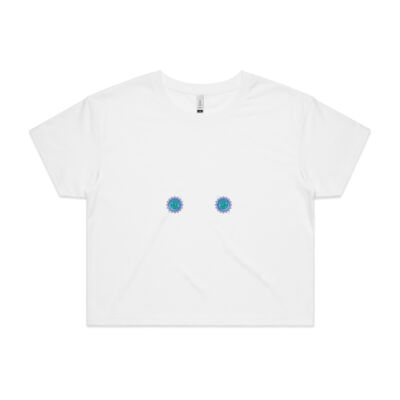 Peacock Pasties Crop Tee - White Thumbnail