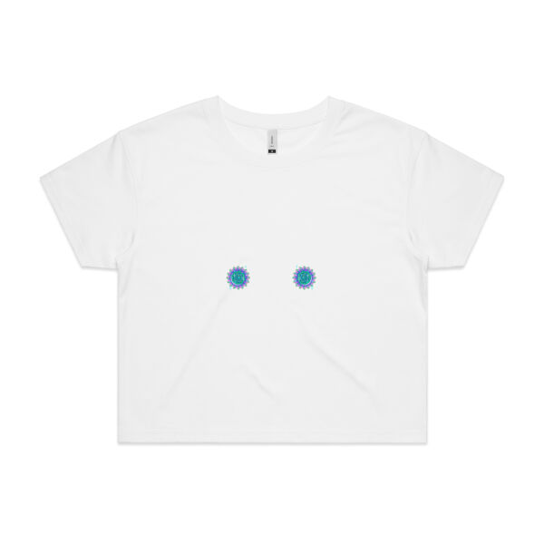 Peacock Pasties Crop Tee - White Thumbnail