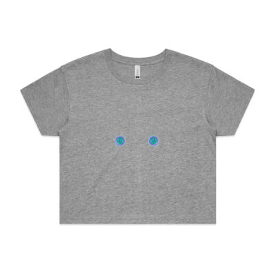 Peacock Pasties Crop Tee - Grey Thumbnail