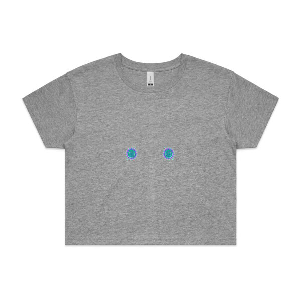 Peacock Pasties Crop Tee - Grey Thumbnail
