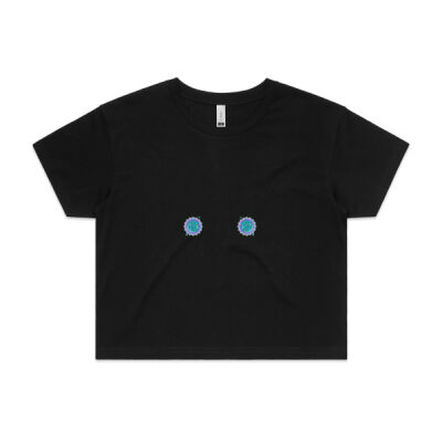 Peacock Pasties Crop Tee - Black Thumbnail
